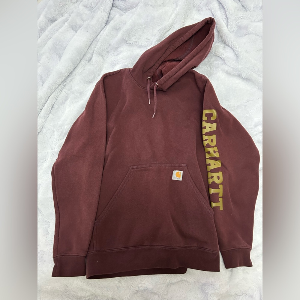 Carhartt Burgundy Hoodie with Gold Logo